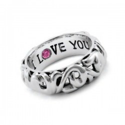 Sterling Silver Ring. 1 Pk Saph .11Ct Engraved