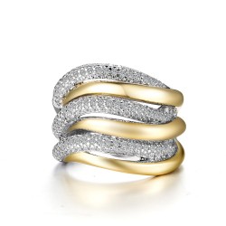 1.64 CTTW 2-Tone Simulated Diamond Pave Glam Rings