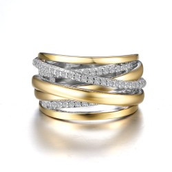 0.61 CTTW 2-Tone Simulated Diamond Pave Glam Rings
