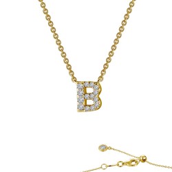 0.42 CTTW Gold Simulated Diamond Initials By Rhonda Faber Green Necklaces