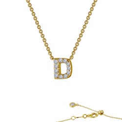 0.4 CTTW Gold Simulated Diamond Initials By Rhonda Faber Green Necklaces