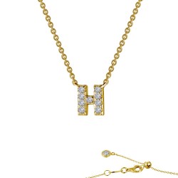 0.38 CTTW Gold Simulated Diamond Initials By Rhonda Faber Green Necklaces