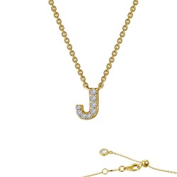 0.34 CTTW Gold Simulated Diamond Initials By Rhonda Faber Green Necklaces