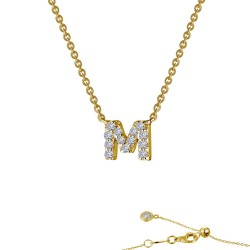 0.4 CTTW Gold Simulated Diamond Initials By Rhonda Faber Green Necklaces