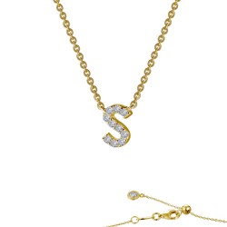 0.36 CTTW Gold Simulated Diamond Initials By Rhonda Faber Green Necklaces