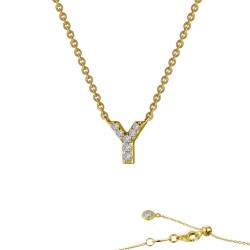 0.33 CTTW Gold Simulated Diamond Initials By Rhonda Faber Green Necklaces