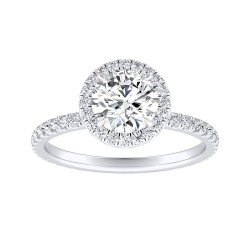 Halo 1.00 ct Center Round Lab Grown Diamond Engagement Ring In 14K White Gold