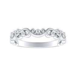 Floral Milgrain Lab Grown Diamond Wedding Ring In 14K White Gold