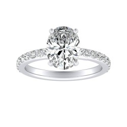 1.00 ct Center Oval Lab Grown Classic Diamond Engagement Ring In 14K White Gold