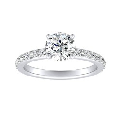 1.00 ct Center Round Lab Grown Classic Diamond Engagement Ring In 14K White Gold