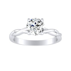 1.00 ct Center Round Lab Grown Twisted Solitaire Diamond Engagement Ring In 14K White Gold