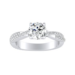 1.00 ct Center Round Lab Grown Diamond Twisted Engagement Ring In 14K White Gold