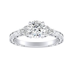 1.00 ct Center Round Lab Grown Diamond Vintage Engagement Ring In 14K White Gold