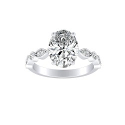 Vintage 1.00 ct Center Oval Lab Grown Diamond Engagement Ring In 14K White Gold