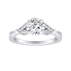 1.00 ct Center Lab Grown Diamond Engagement Ring In 14K White Gold