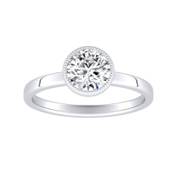 Solitaire Round Lab Grown Diamond Engagement Ring 1.00 ct Center In 14K White Gold
