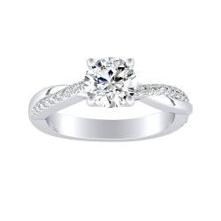 Modern 1.00 ct Center Round Lab Grown Diamond Engagement Ring In 14K White Gold
