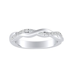 Twisted Lab Grown Diamond Wedding Ring In 14K White Gold