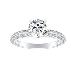 1.00 ct Center Round Lab Grown Diamond Engagement Ring In 14K White Gold