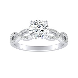 Lab Grown Round Diamond Engagement Ring 1.00 ct Center In 14K White Gold