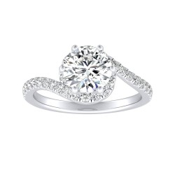 1.00 ct Center Lab Grown Round Diamond Engagement Ring In 14K White Gold