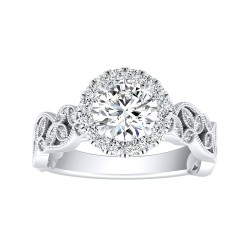 Vintage Halo 1.00 ct Center Round Lab Grown Diamond Engagement Ring In 14K White Gold