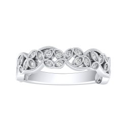 Vintage Lab Grown Diamond Wedding Ring In 14K White Gold