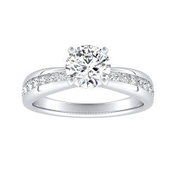Classic 1.00 ct Center Round Lab Grown Diamond Engagement Ring In 14K White Gold