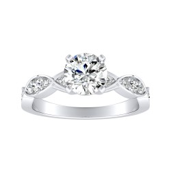 1.00 ct Center Round Lab Grown Modern Diamond Engagement Ring In 14K White Gold