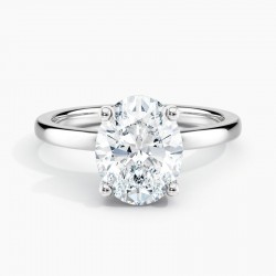 Hidden Halo Solitaire 1.50 ct. Center Oval Lab Grown Diamond Engagement Ring (E-F-VS) in 14K White Gold