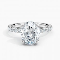 Hidden Halo Solitaire 1.50 ct. Center Oval Lab Grown Diamond Engagement Ring (E-F-VS) in 14K White Gold