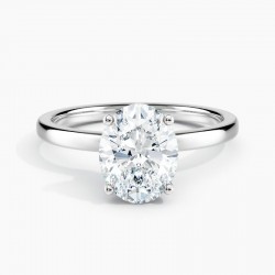 Ribbon Halo Solitaire 1.50 ct. Center Oval Lab Grown Diamond Engagement Ring (E-F-VS) in 14K White Gold