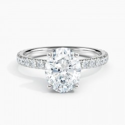 Ribbon Halo 1.50 ct. Center Oval Lab Grown Diamond Engagement Ring (E-F-VS) in 14K White Gold