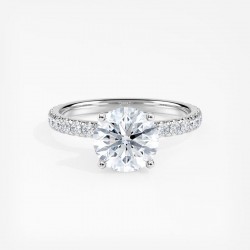 Ribbon Halo 1.50 ct. Center Round Lab Grown Diamond Engagement Ring (E-F-VS) in 14K White Gold