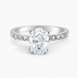 1.50 ct. Center Oval Lab Grown Diamond Engagement Ring with 3/4 cttw side diamonds (E-F-VS) 4-Prong in 14K White Gold