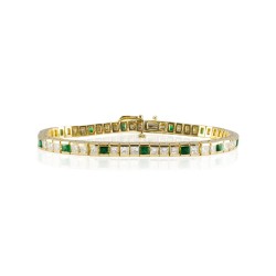 14K Yellow Gold Emerald Gemstone Bracelet