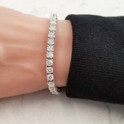 14K White Gold Diamond Gemstone Bracelet