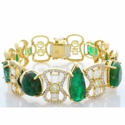 18K Yellow Gold Emerald Gemstone Bracelet