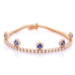 18K Rose Gold Sapphire Gemstone Bracelet