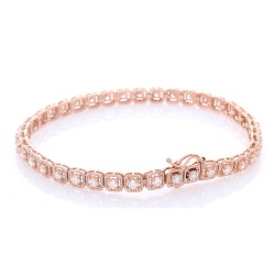 14K Rose Gold Diamond Gemstone Bracelet