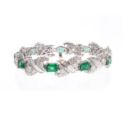18K White Gold Emerald Gemstone Bracelet