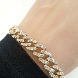 14K Yellow Gold Diamond Gemstone Bracelet
