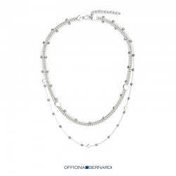 Cupido Silver 3Mm Moon Beads Necklace 15" With 2" Ext