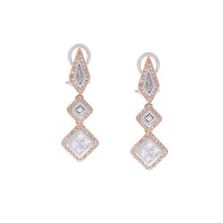18K Rose Gold Diamond Gemstone Earrings