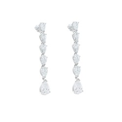 14K White Gold Diamond Gemstone Earrings