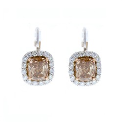 14K Two-Tone Diamond Gemstone Earrings