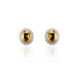 14K White Gold Sapphire Gemstone Earrings
