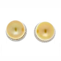 18K White Gold Pearl Gemstone Earrings