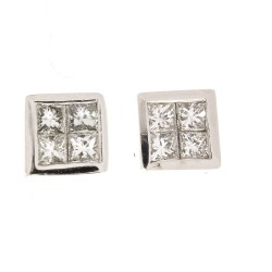 18K White Gold Diamond Gemstone Earrings