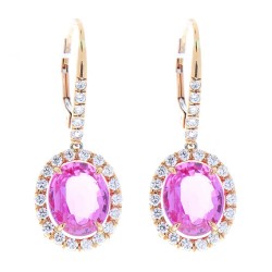 18K Rose Gold Sapphire Gemstone Earrings